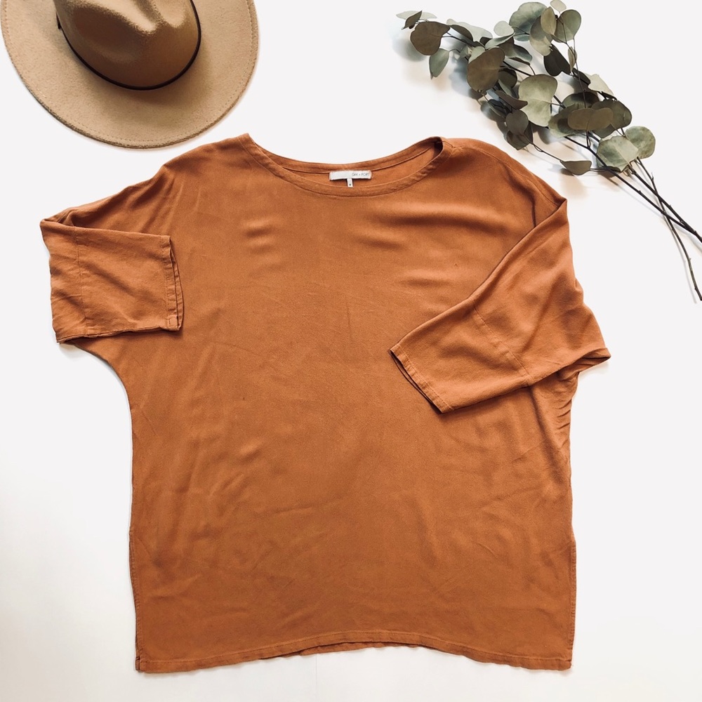 Oak & Fort burnt orange batwing tunic - Size M